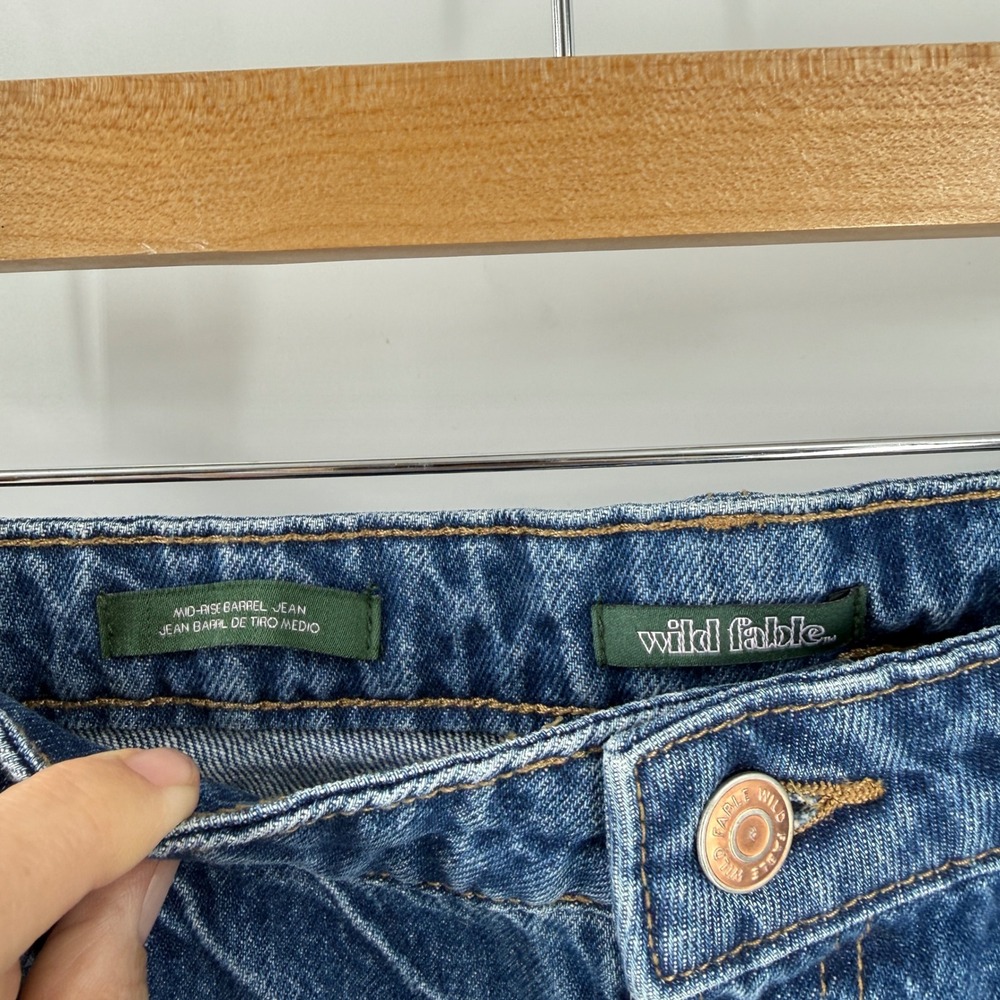 Wild Fable Mid-Rise Barrel Jean Blue 14 Casual Denim Streetwear Everyday - Picture 4 of 8